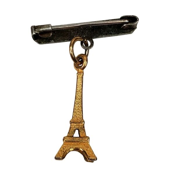 Vintage 1950 Eiffel Tower Dangling Pin Brooch 1.25" - Picture 2 of 3